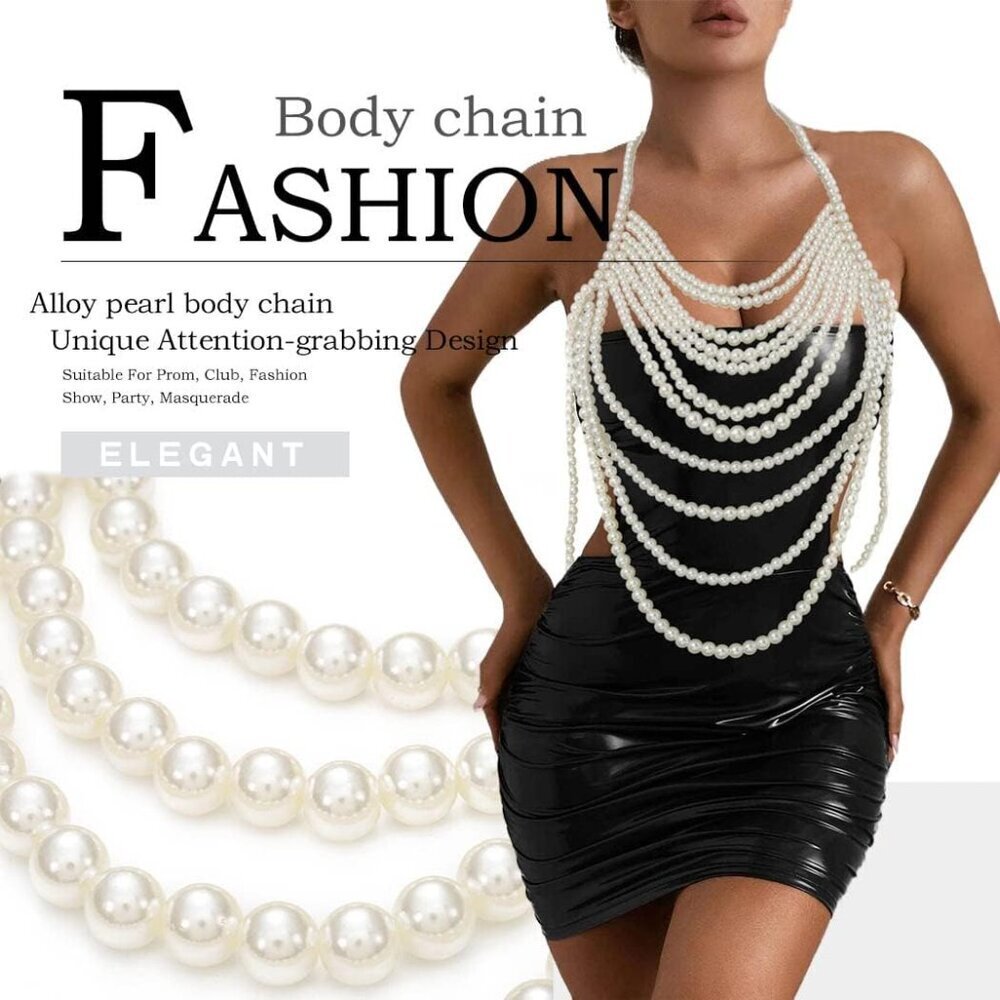 Pearl Body Chain Women Jewelry Adjustable Chic Festival Party Wear - Picture 3 of 6